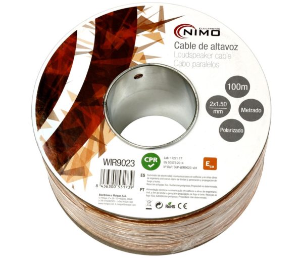 Cable paralelo para altavoz Transparente polarizado, CCA precio metro 2x1,5 mm