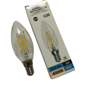 [LIQUIDACIÓN] Bombilla vela LED E14 C35 filamento 5W natura