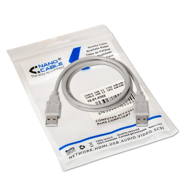 Cable USB 2.0 A Macho a Macho 2m NANOCABLE - Imagen 2