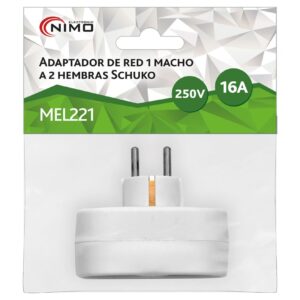 MEL221 ADAPTADOR DE RED 1 MACHO A 2 HEMBRAS SCHUKO