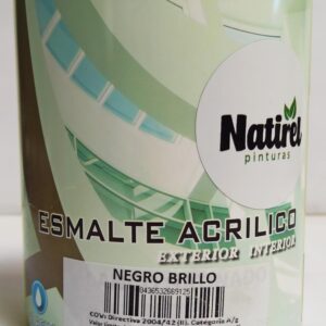 Esmalte Acrílico Brillo Negro Natirel 750 ml.