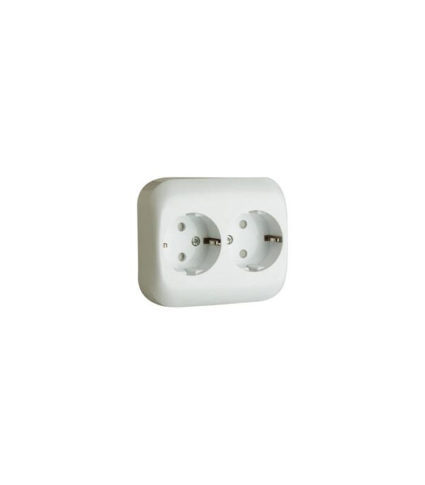 Base Enchufe Schuko Doble Empotrar BLANCO