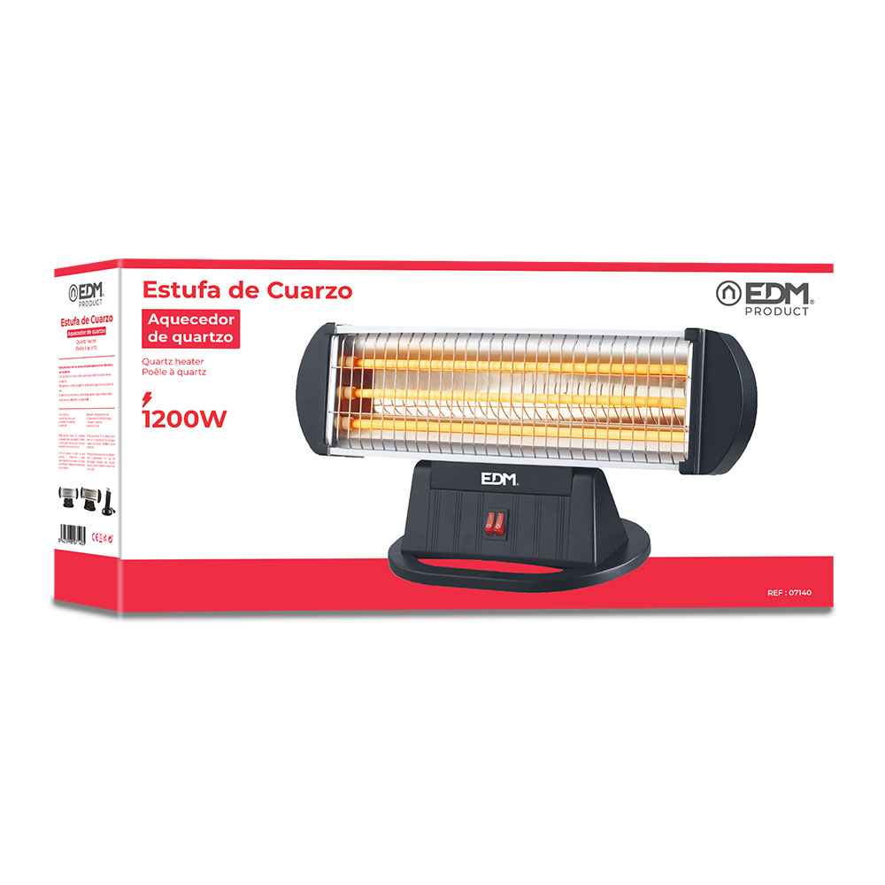 ESTUFA DE CUARZO - MODELO 3 BARRAS - ANTI-VUELCO - 400-800-1200W EDM - Imagen 2