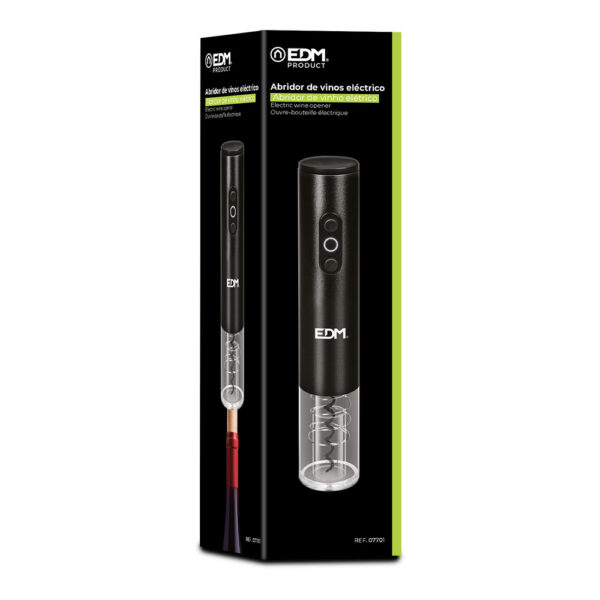 SACACORCHOS ELÉCTRICO PARA BOTELLAS DE VINO 4xAA (NO INCLUIDAS) EDM - Imagen 2
