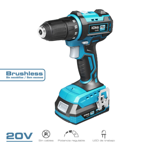 KIT MALETIN TALADRO ATORNILLADOR 20 V BRUSHLESS - Imagen 2