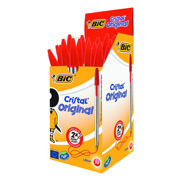 PACK 50 unid. BOLÍGRAFOS BIC CRISTAL ROJO - Imagen 2