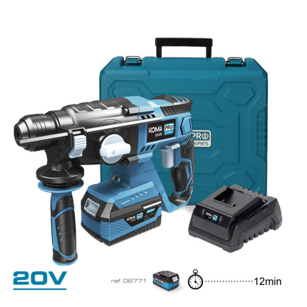 KIT MALETIN MARTILLO PERFORADOR 20 V CON 1 BATERIA 4.0A. Y CARGADOR 08772 30x19.5cm - Imagen 2