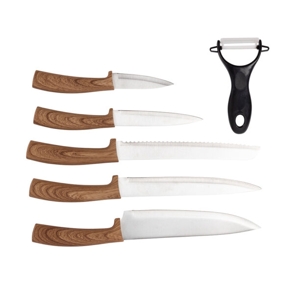 JUEGO DE CUCHILLOS ACERO INOX Y PELADOR, 6 PZS - Imagen 2