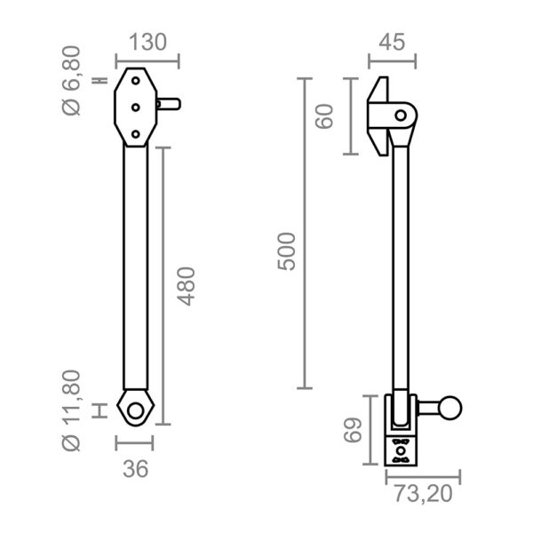 JUEGO DE BRAZO PARA TOLDO STOR TLD10 500mm 10455 MICEL - Imagen 2