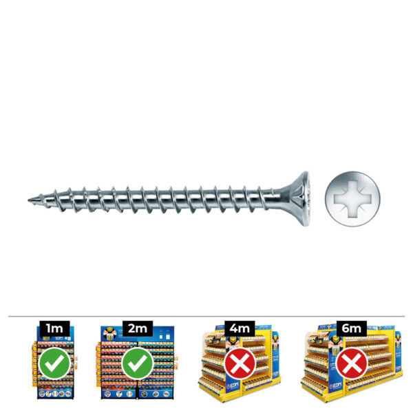 CAJA 200 unid. TORNILLO MADERA AVELLANADO POZI DIN/REF VLOX Ø4x35mm ZINCADO+LUBR. CELO