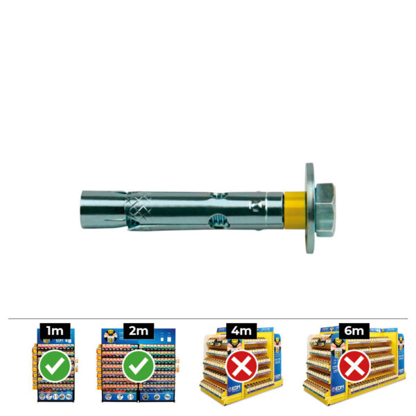 CAJA 20 UNIDADES ANCLAJE DYNABOLT TORNILLO M8 Ø10 x60mm ZINCADO