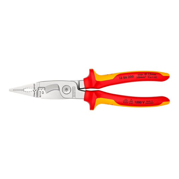 ALICATES PARA INSTALACIONES ELÉCTRICAS 200x85x20mm 1386200SB KNIPEX