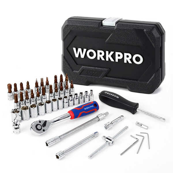 LLAVES VASO, JUEGO 46 PIEZAS, 1/4". WORKPRO