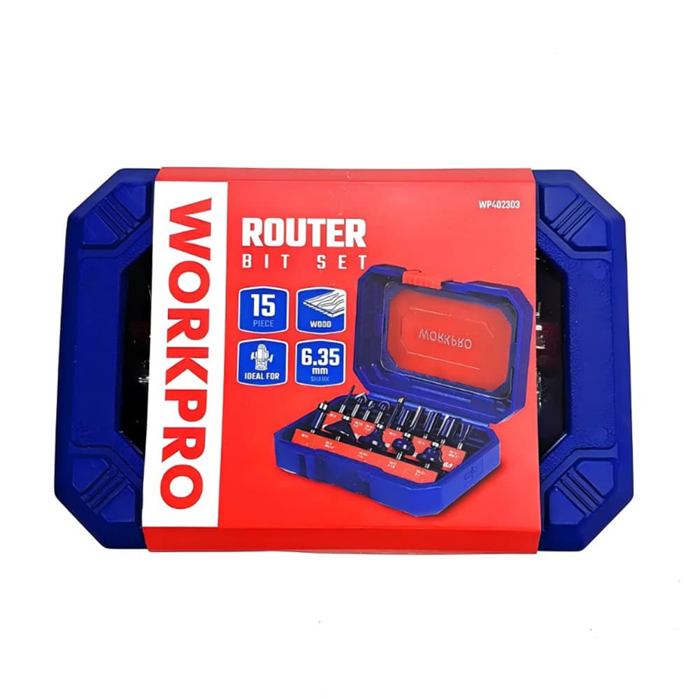 FRESA PARA MADERA 6,35mm, JUEGO 15 PIEZAS. WORKPRO - Imagen 3