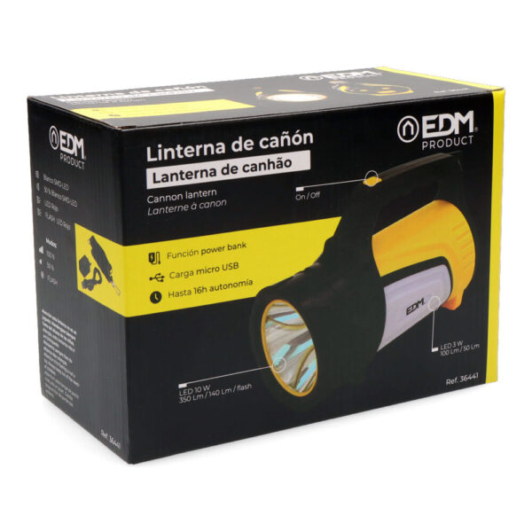 LINTERNA DE CAÑÓN MULTIFUNCION. LUZ PRINCIPAL 10W 350Lm  + LATERAL 3W 100Lm + LATERAL ROJO 3W 20 Lm Y POWER BANK - Imagen 5