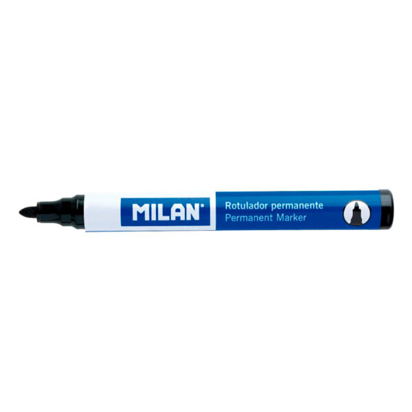 PACK CON 12 ROTULADORES NEGROS PERMANENTES. PUNTA REDONDA MILAN