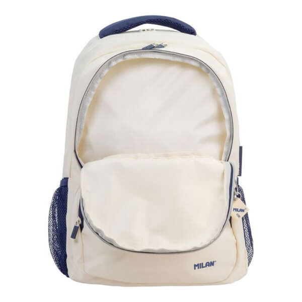 MOCHILA ESCOLAR 4 CREMALLERAS 25l BEIGE Y AZUL MARINO, SERIE 1918. - Imagen 3