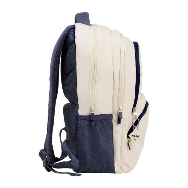 MOCHILA ESCOLAR 4 CREMALLERAS 25l BEIGE Y AZUL MARINO, SERIE 1918. - Imagen 4