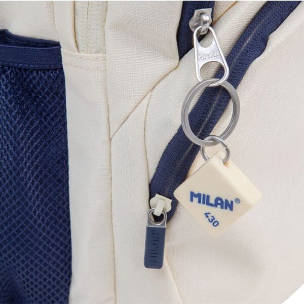 MOCHILA ESCOLAR 4 CREMALLERAS 25l BEIGE Y AZUL MARINO, SERIE 1918. - Imagen 8