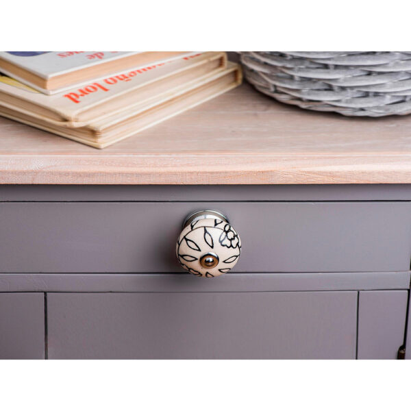 BLISTER CON 4 POMOS REDONDOS PARA MUEBLE FABRICADO EN PORCELANA ACABADO BLANCO FLOR MOD. E504 Ø40mm REI - Imagen 4
