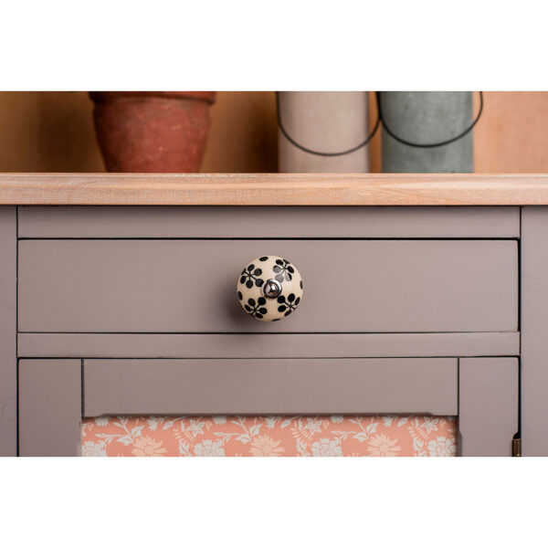 BLISTER CON 4 POMOS REDONDOS PARA MUEBLE FABRICADO EN PORCELANA ACABADO FLOR AZUL MOD. E506 Ø40mm REI - Imagen 4