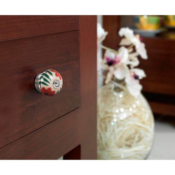 BLISTER CON 4 POMOS REDONDOS PARA MUEBLE FABRICADO EN PORCELANA ACABADO FLOR ROJO MOD. E500 Ø40mm REI - Imagen 4