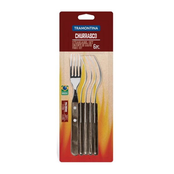 JUEGO DE TENEDORES JUMBO DE MESA 6 PIEZAS POLYWOOD CASTAÑO 20,5cm TRAMONTINA - Imagen 2
