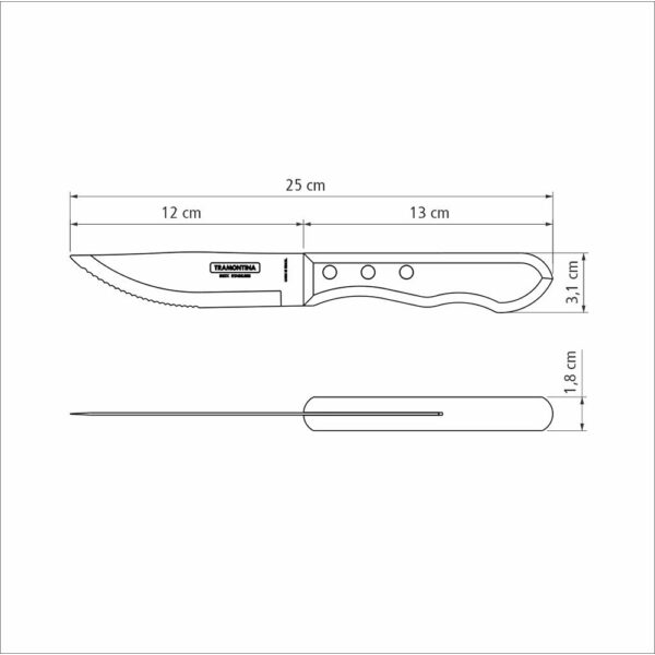 JUEGO DE CUCHILLOS JUMBO 4 PIEZAS POLYWOOD CASTAÑO 12,7cm TRAMONTINA - Imagen 7