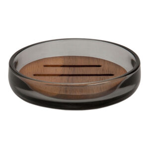 JABONERA DE CRISTAL GRIS Y ACACIA BA73071 ANDREA HOUSE