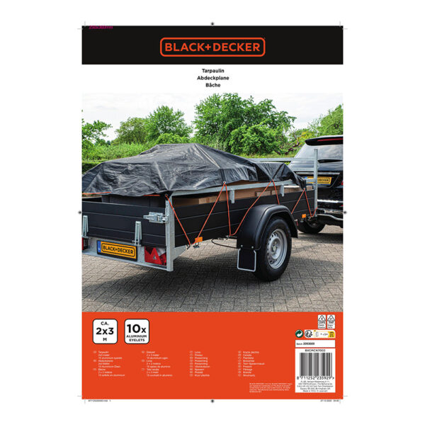 LONA NEGRA PARA REMOLQUE, MEDIDAS: 2x3m. BLACK+DECKER - Imagen 5