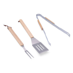 CONJUNTO DE 3 UTENSILIOS PARA BARBACOA MADERA/ACERO INOXIDABLE