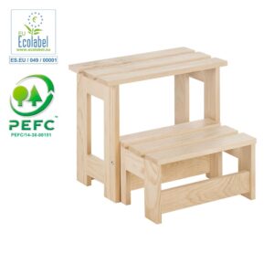 TABURETE/ESCALERA MONTADA PINO BRUTO 100% PEFC CERT 43x46,5x27cm ASTIGARRAGA