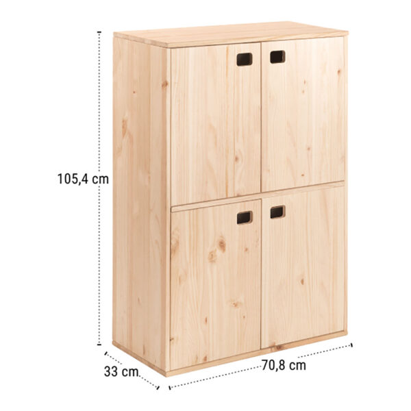 MUEBLE DINAMIC 4 PUERTAS PINO MACIZO 105,4x70,8x33cm ASTIGARRAGA - Imagen 5