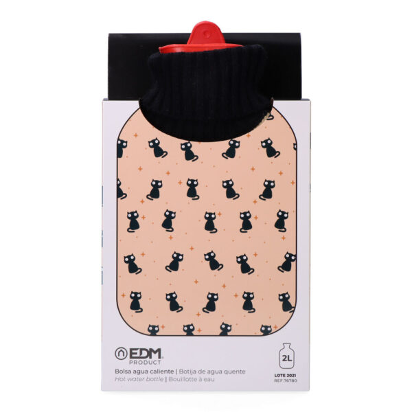 BOLSA DE AGUA CALIENTE. MODELO GATOS NEGROS 2 L - Imagen 2