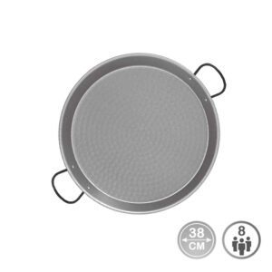PAELLERA DE ACERO PULIDO PARA INDUCCION Y VITROCERAMICA Ø38cm (8 PERSONAS). VAELLO