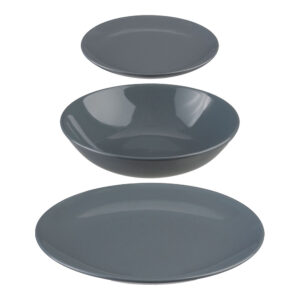 VAJILLA 18 PIEZAS COLOR GRIS