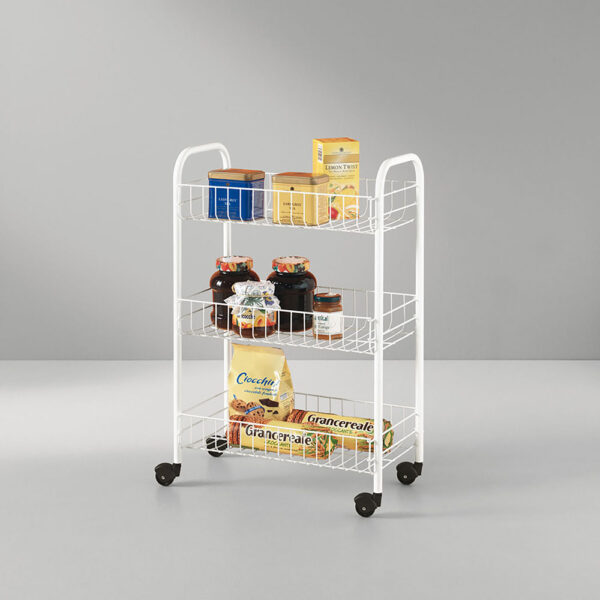 CARRO MULTIUSOS 3 ESTANTES 41x23x63cm BLANCO METALTEX - Imagen 4