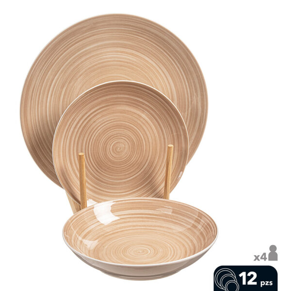 VAJILLA 12 PCS PORCELANA AURORA 26,5 / 20 / 19 cm CAISON