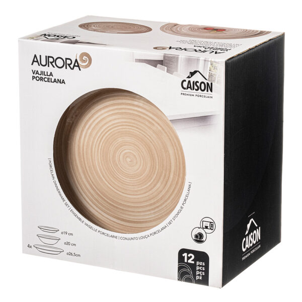 VAJILLA 12 PCS PORCELANA AURORA 26,5 / 20 / 19 cm CAISON - Imagen 2