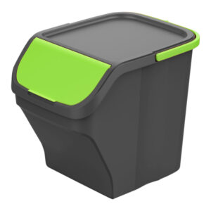 CUBO 25L STACK´N SORT GRIS CON TAPA COLOR VERDE