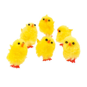 SET 6 POLLITOS CHENILLE DE PASCUA 4cm COLORES / MODELOS SURTIDOS