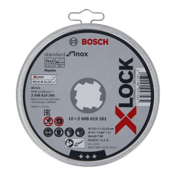 LATA CON 10 DISCOS DE CORTE X-LOCK STANDARD FOR INOX (RECTO) MEDIDAS: Ø115x1mm 2608619266 BOSCH - Imagen 2
