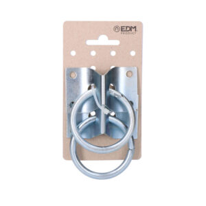 2 PLACAS CON ANILLA APARCA PERROS 70x5mm  CROMADAS