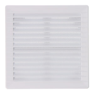 REJILLA VENTILACIÓN CUADRADA EMPOTRABLE AJUSTABLE Ø 80-150 CON MOSQUITERA 170x170x11,5mm ABS BLANCA