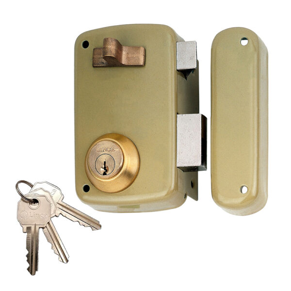 CERRADURA SOBREPONER CON CILINDRO 5056A ENTRADA 70mm. MANO DERECHA 95056AHE70D LINCE