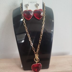 Gargantilla y pendientes de corazón 3 colores disponibles
