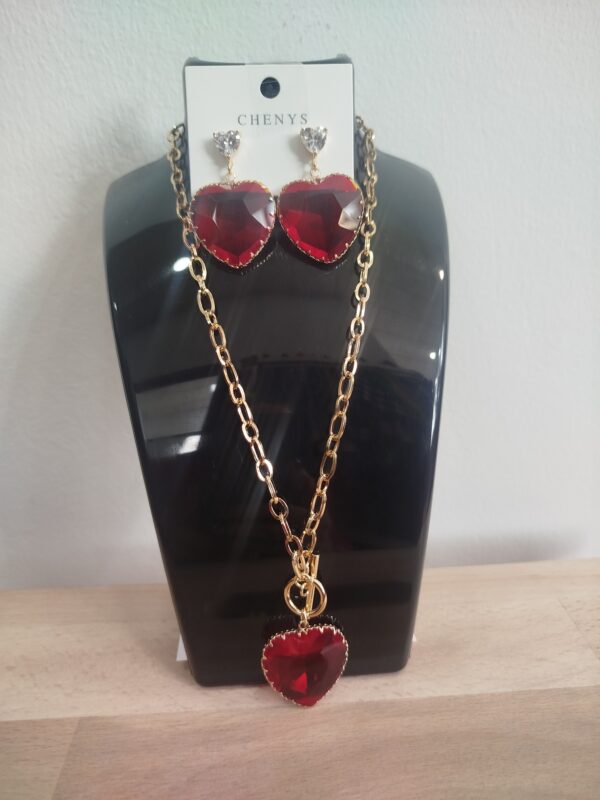 Gargantilla y pendientes de corazón 3 colores disponibles