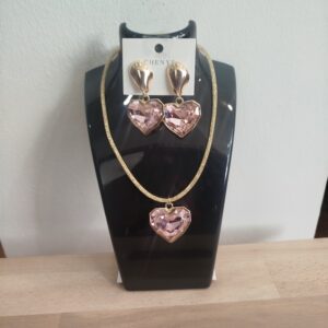 Gargantilla y pendientes de corazon 2 colores disponibles