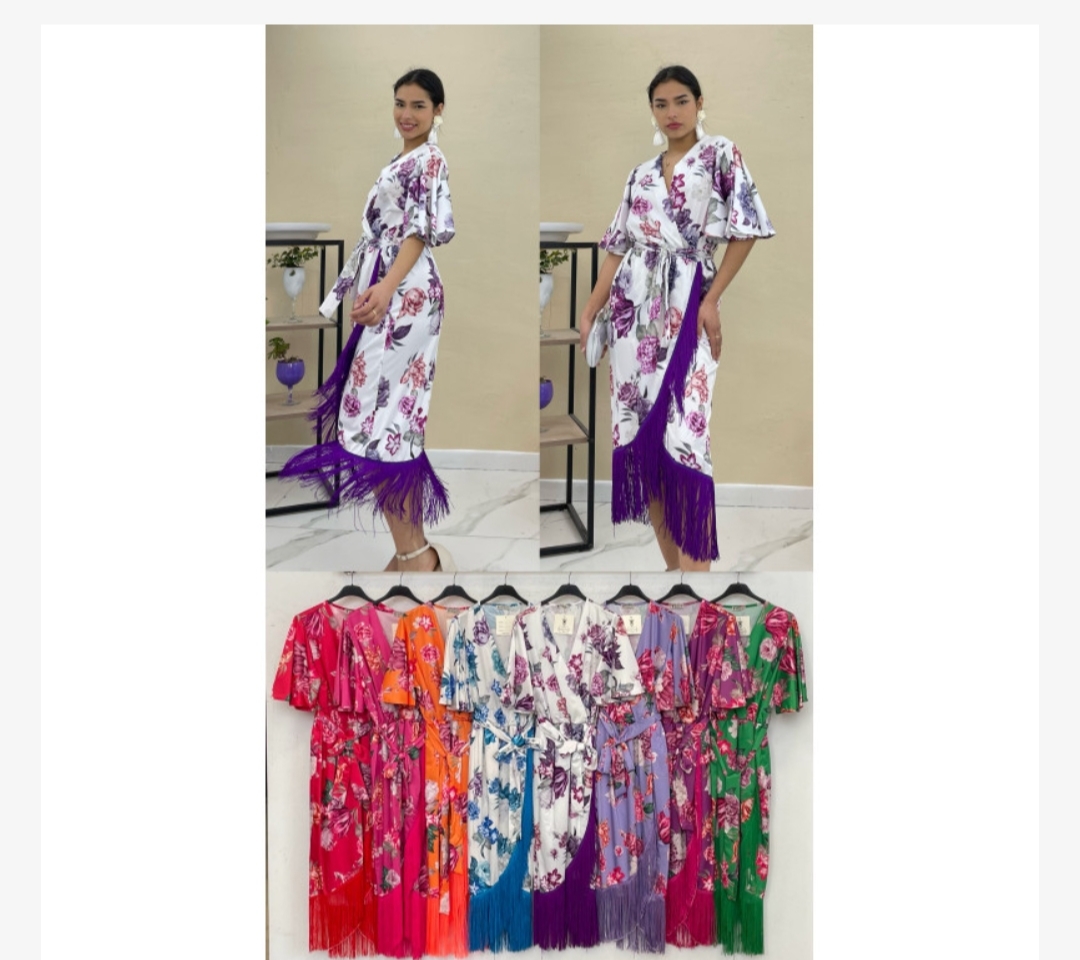 Vestido floral con flecos 5 colores 🌈