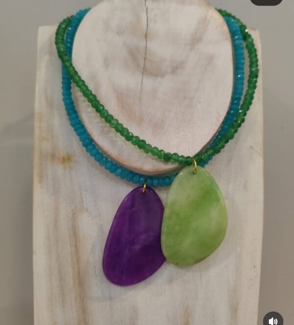 Collar de piedra natural y cristal. - Imagen 2